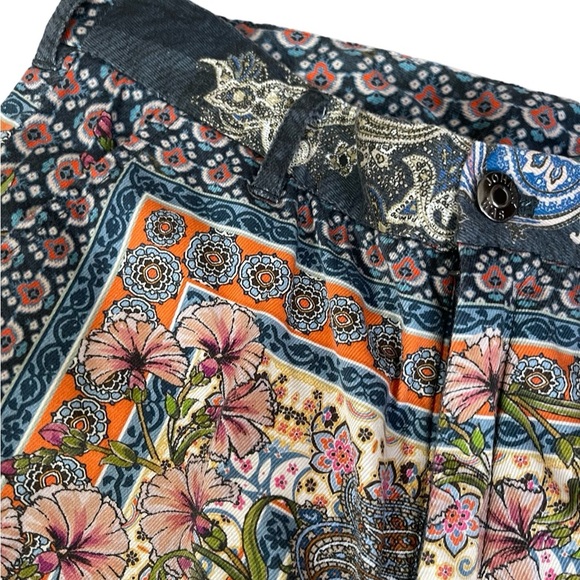 Johnny Was Biya Printed Multicolor Viva Croppes Twill Jeans Pants - Picture 9 of 12
